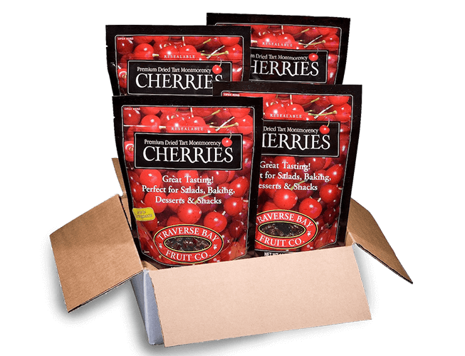 Dried cherries in a box.