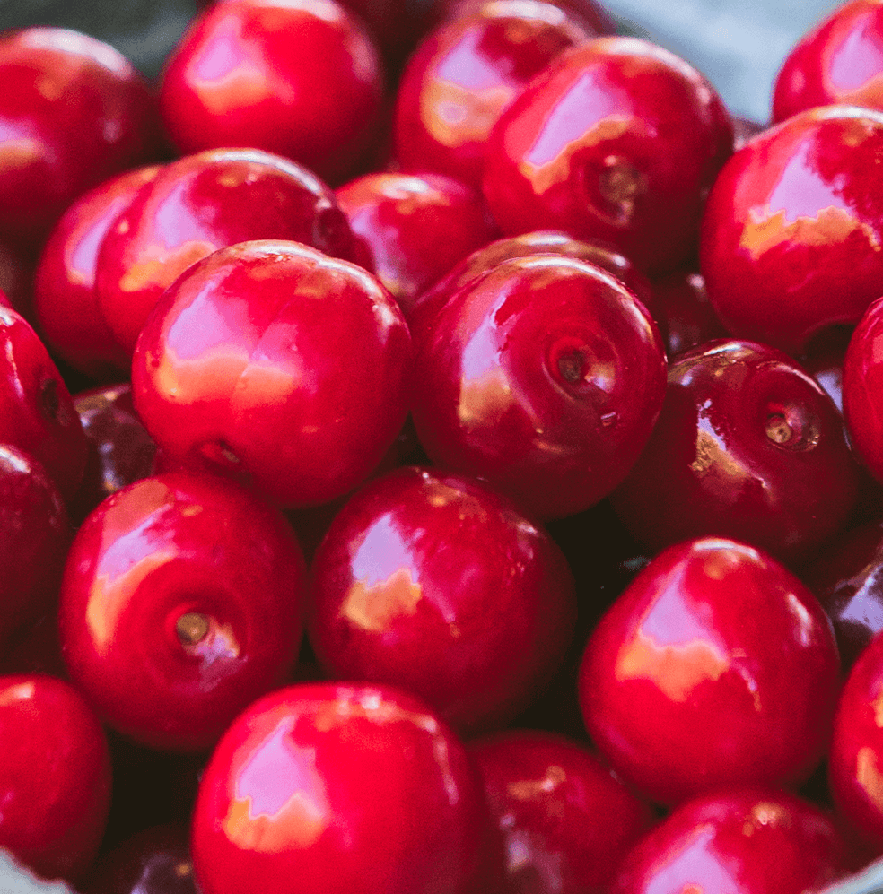 A close up of delicious cherries.