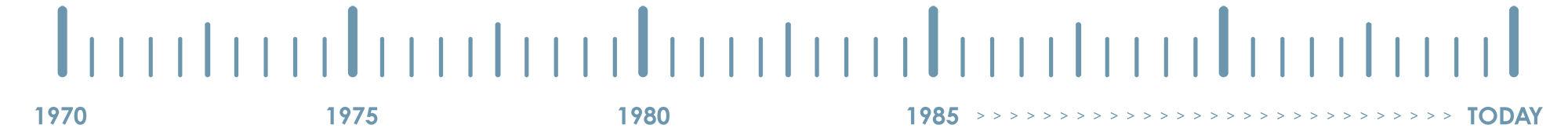 A graphic image of a time line dated 1970 to today.