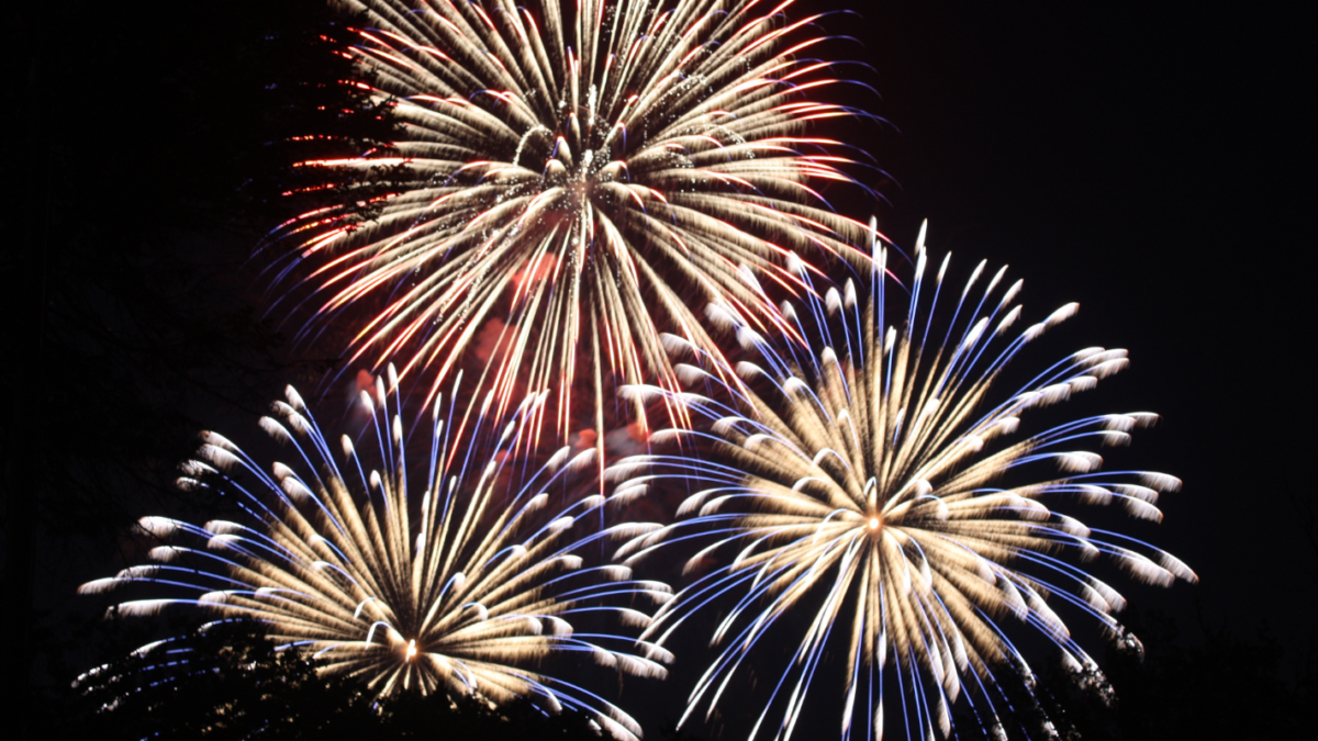 image of red white and blue fireworks
